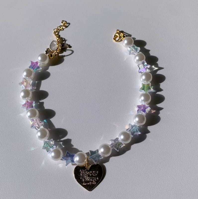 Rainbow Pearl Crystal beaded Pet Collar Handmade Luxurious Adjustable Necklace for Cats Small Dogs Iridescent Pearl cat collar dog collar